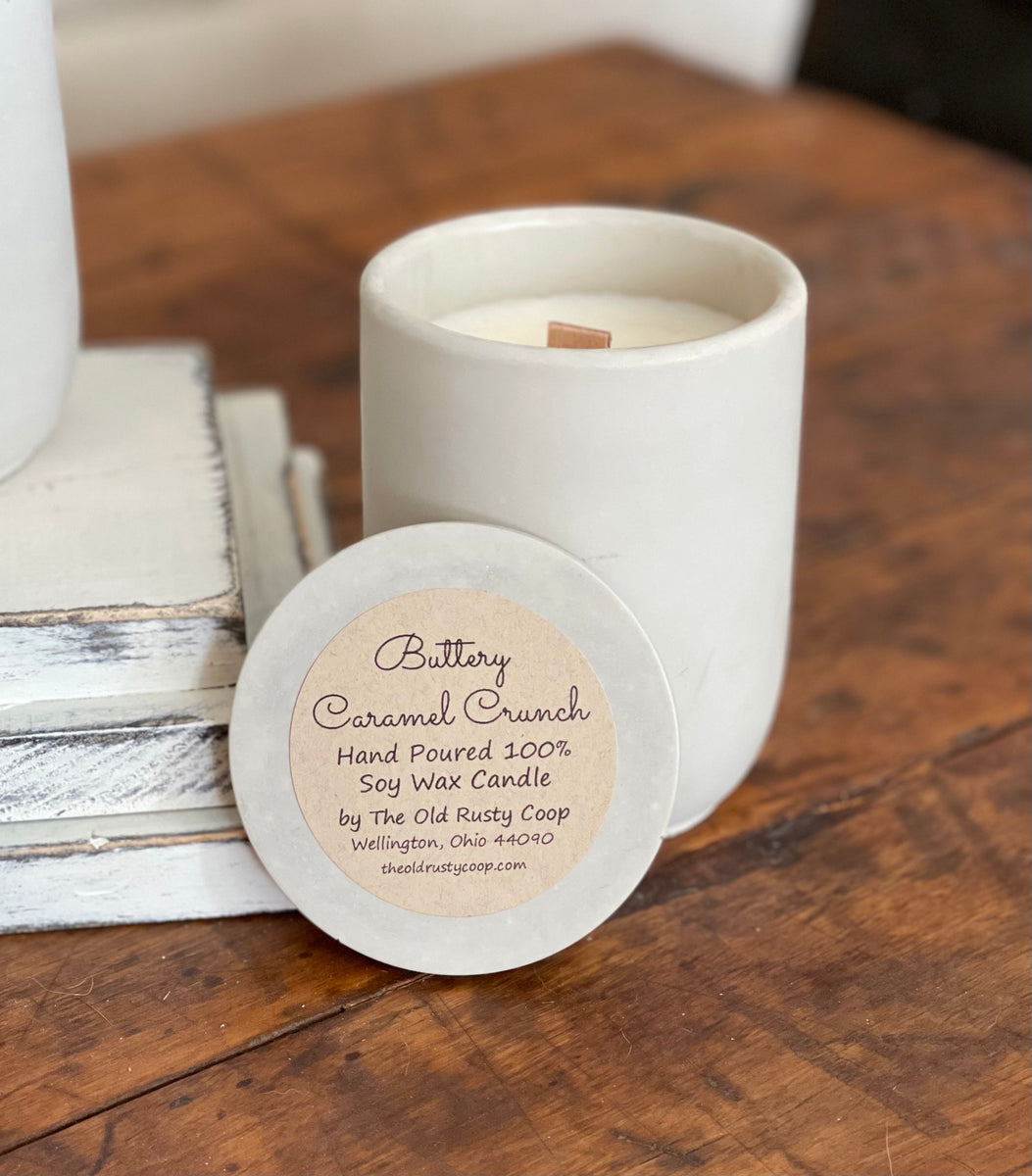 Buttery Caramel Crunch ~ Hand Poured 100% Soy Wax Wooden Wick Candles –  TheOldRustyCoop