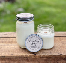Load image into Gallery viewer, Laundry Day ~ Hand Poured 100% Soy Wax Wooden Wick Candles
