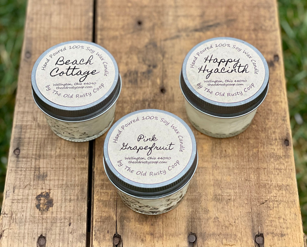 3 Pack Of 4oz each ~ Hand Poured 100% Soy Wax Wickless Candles (THESE CANDLES DO NOT HAVE WICKS)