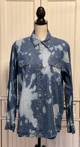 Adeline Distressed Denim Shirt ~ Unisex Size Medium