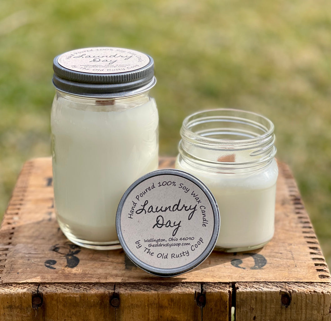 Laundry Day ~ Hand Poured 100% Soy Wax Wooden Wick Candles