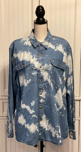 Marjorie Distressed Denim Shirt ~ Unisex Size Large