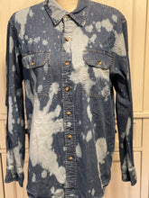 Load image into Gallery viewer, Adeline Distressed Denim Shirt ~ Unisex Size Medium

