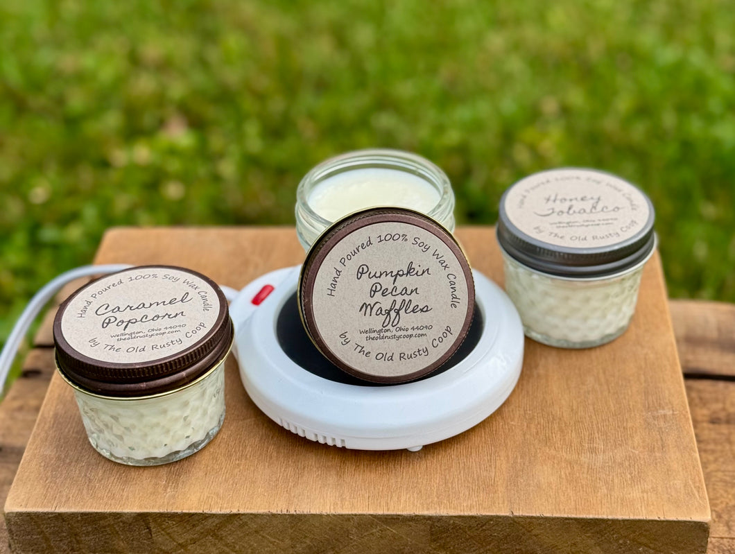 Gift bundle ~ Candle Warmer and 3 pack of 4 oz each Hand Poured 100% Soy Wax Wickless Candle