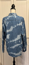 Load image into Gallery viewer, Marjorie Distressed Denim Shirt ~ Unisex Size Large
