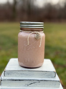 Vintage Inspired Rose Colored Jar ~ Hand Poured 100% Soy Wax Candle