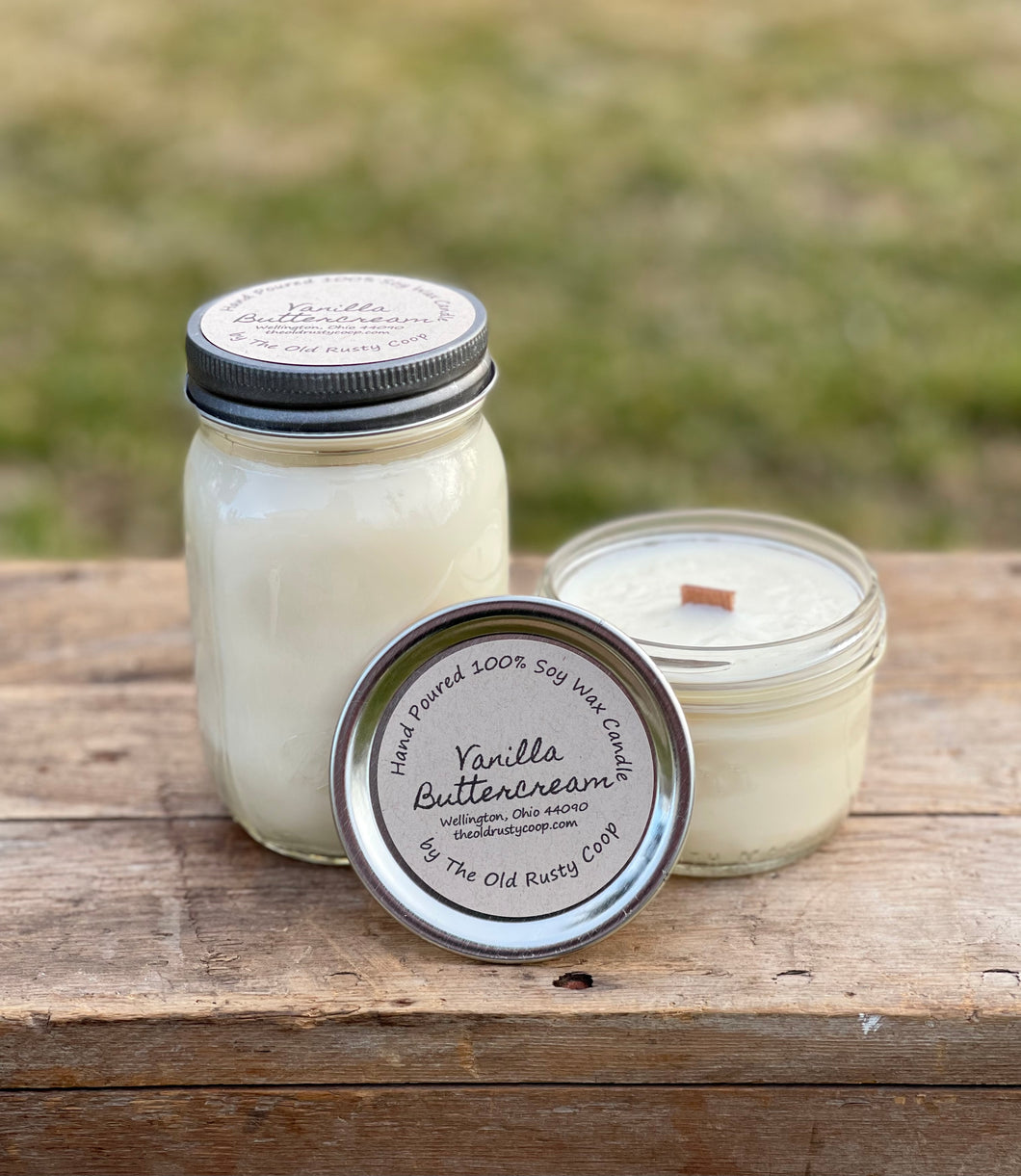 Vanilla Buttercream~Hand Poured 100% Soy Wax Wooden Wick Candles