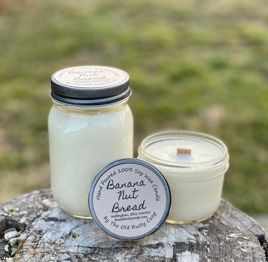 Banana Nut Bread ~ Hand Poured 100% Soy Wax Wooden Wick Candles