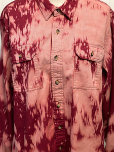 Crimson Distressed Denim Shirt ~ Unisex Size Large