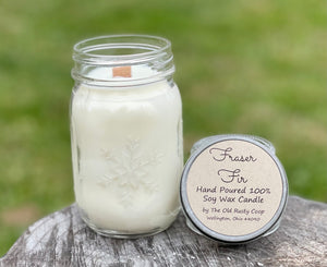 Snowflake ~ Hand Poured 100% Soy Wax Wooden Wick Candle