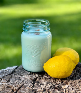 Lemon Breeze Vintage Inspired Jar ~ Hand Poured 100% Soy Wax Wooden Wick Candle