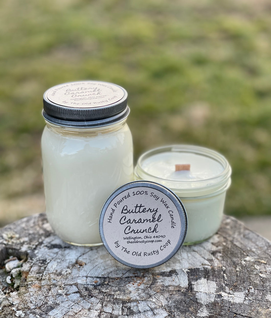 Buttery Caramel Crunch ~ Hand Poured 100% Soy Wax Wooden Wick Candles