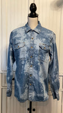 Load image into Gallery viewer, Josephine Distressed Denim Shirt ~ Unisex size Medium
