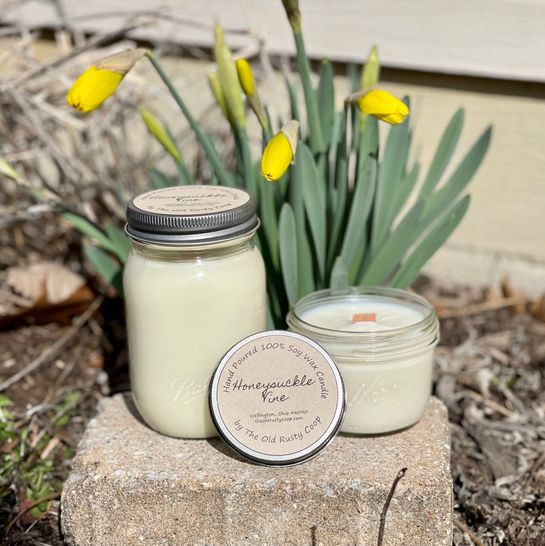 Honeysuckle Vine ~ Hand Poured 100% Soy Wax Wooden Wick Candles