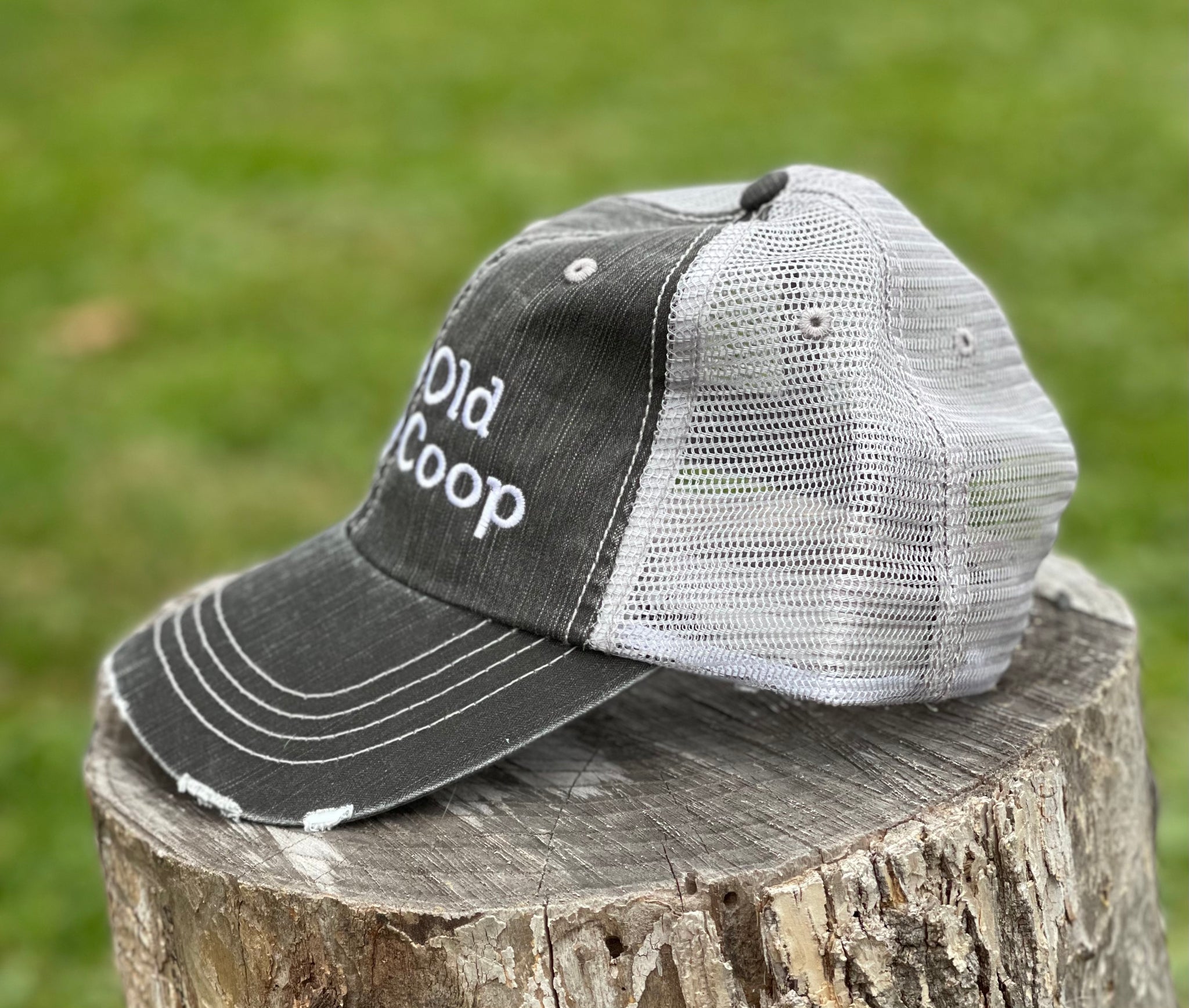 Dark Grey Upcycled Camo Baseball Hat