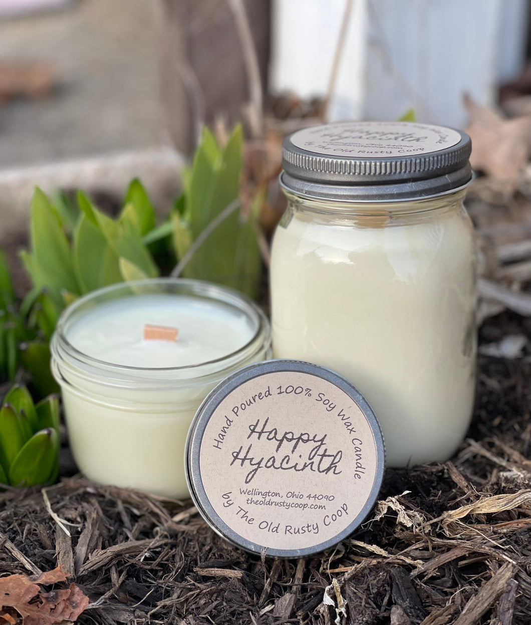 Happy Hyacinth ~ Hand Poured 100% Soy Wax Wooden Wick Candles